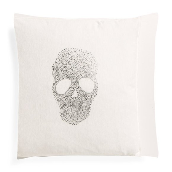 LAST 1 NWT 20x20 Crystal/Rhinestone Bling Skull Velvet Pillow Skeleton Halloween - Picture 6 of 9